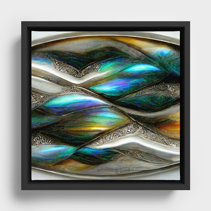 Mother Of Pearl Waves Framed Canvas