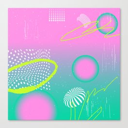 Pink Teal Y2K Abstract Canvas Print