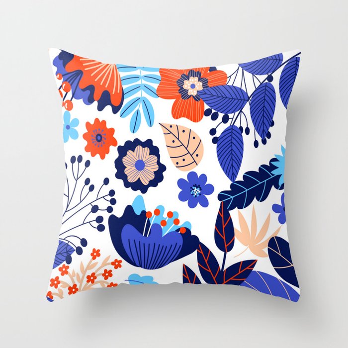 Bright flowers Throw Pillow