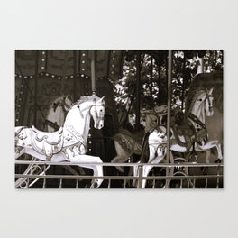 Carousel Horses - B&W Canvas Print