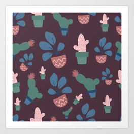 Cozy plants pattern design Art Print
