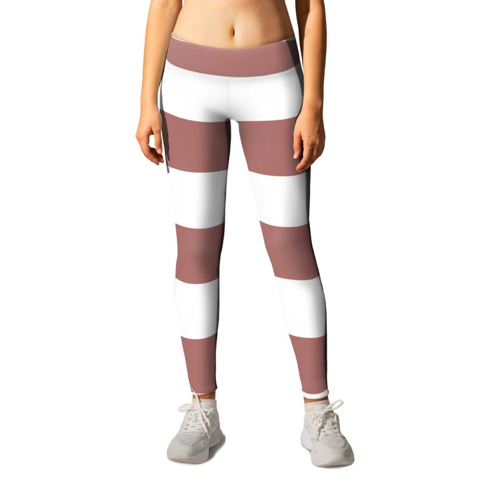 Copper penny - solid color - white stripes pattern Leggings