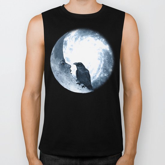 The crow and its Moon. (bcn art version) Biker Tank