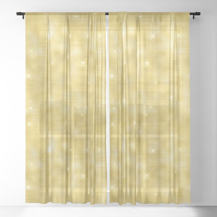 Glam Yellow Diamond Shimmer Glitter Sheer Curtain