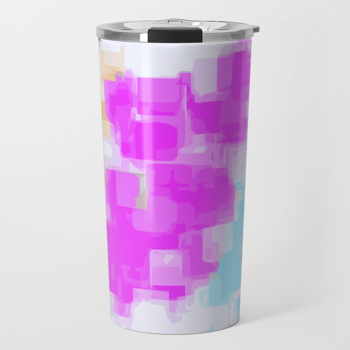 pink orange and blue painting square pattern with white background Travel Mug