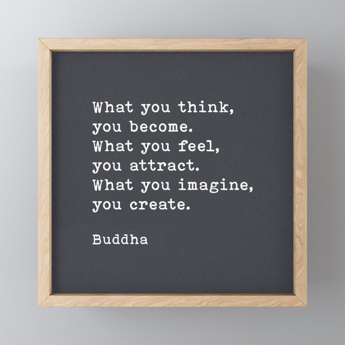 What You Think You Become, Buddha Quote, on Black Handmade Paper Framed Mini Art Print