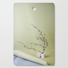 Blooming blue flowers on green backdrop | Still life photography art print | Studio photography | green botanical artprint Cutting Board