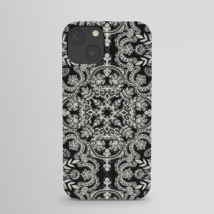 Black & White Folk Art Pattern iPhone Case
