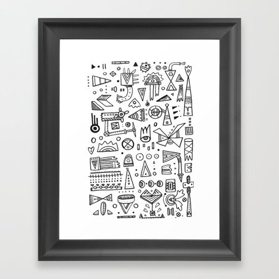 Triangle doodles Framed Art Print