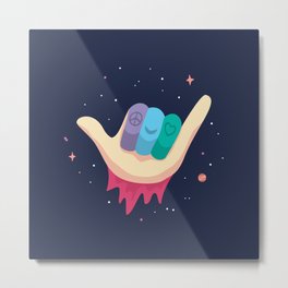 Hang Loose and Reach for the Stars Metal Print | Surf, Whimsical, Surfing, Love, Hawaii, Hangloose, Cute, Peace, Colourful, Graphicdesign 
