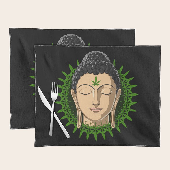 Weed Buddha Zen Stoner Placemat by Nikolay Todorov Society6