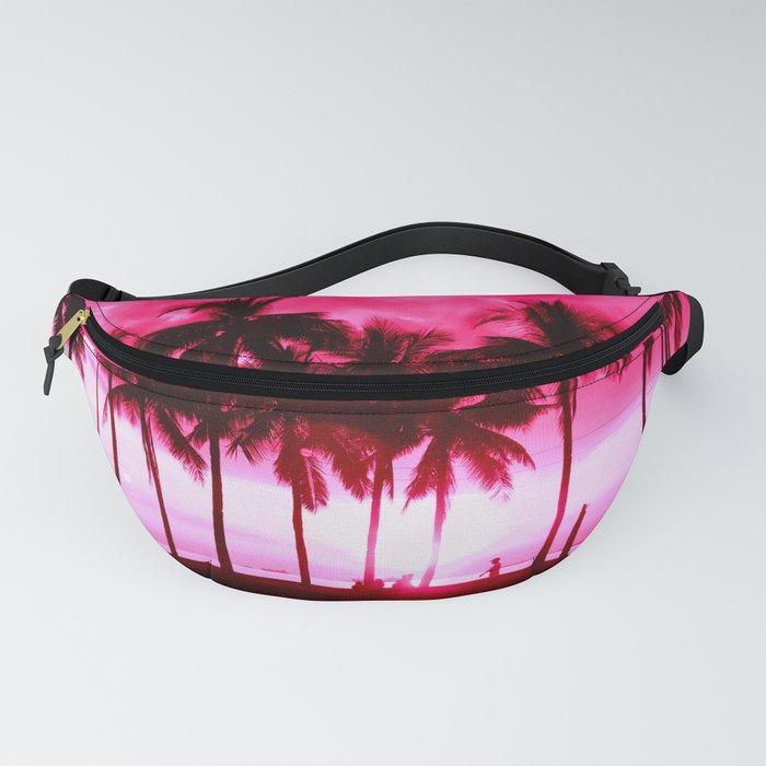 Pink Summer Palm Trees Fanny Pack