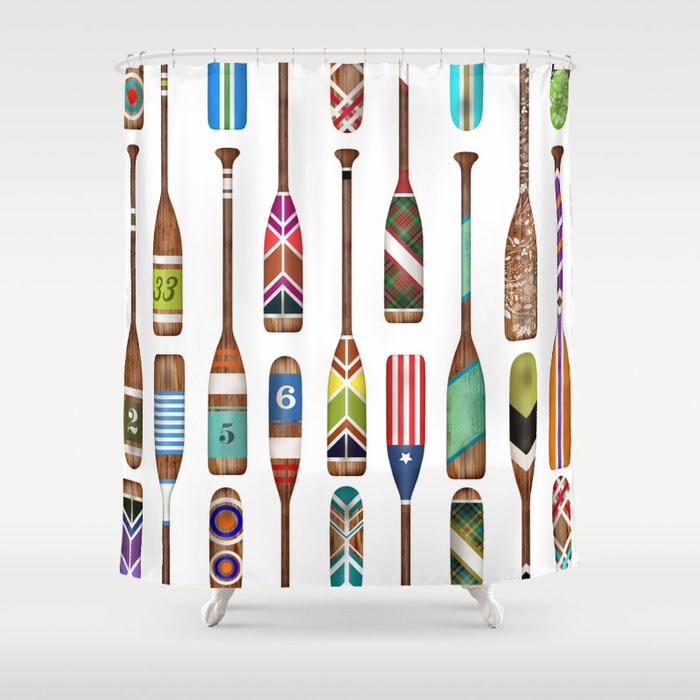 Paddles Lake Oars Colorful Shower Curtain