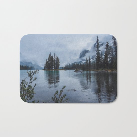 Fairy Tale Landscape Maligne Lake Alberta Canada Bath Mat