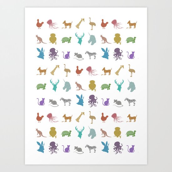 Glitter Animals C Art Print
