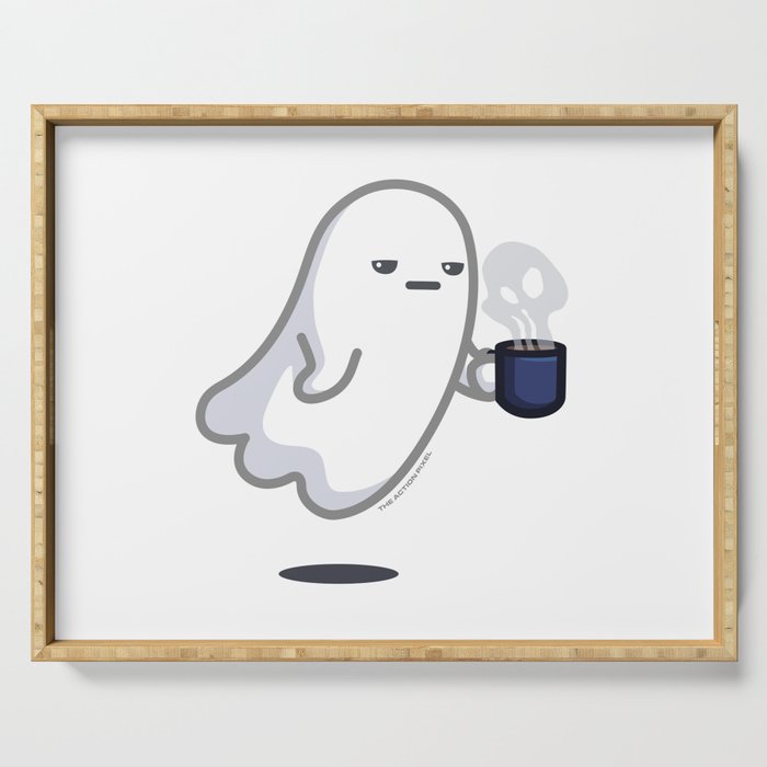 Graveyard Shift - Cute Ghost with Coffee Serving Tray