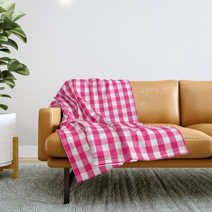 Pink check throw blanket sales