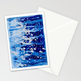 Blue waterfall encaustic painting Stationery Cards