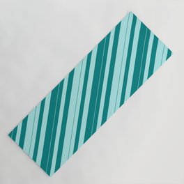 [ Thumbnail: Teal & Turquoise Colored Lines/Stripes Pattern Yoga Mat ]