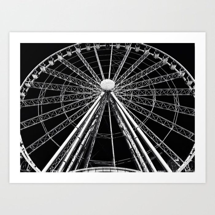 The Big Wheel bw  Art Print