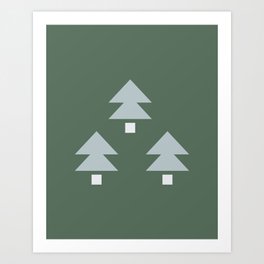 Minimal Christmas Tree - sage green and baby blue Art Print