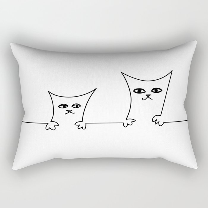 4 Cats on a Line #001, Cat 1 & 2, by clodyCats Rectangular Pillow