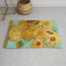 Van Gogh - Sunflowers - Vase with Twelve Sunflowers Area & Throw Rug