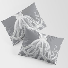 Octopus | Vintage Octopus | Tentacles | Grey and White | Pillow Sham