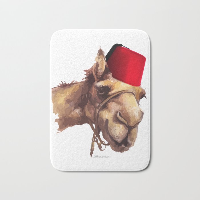 Camel with tarbouch Bath Mat