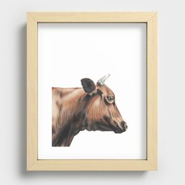 Portrait of a Cow Recessed Framed Print