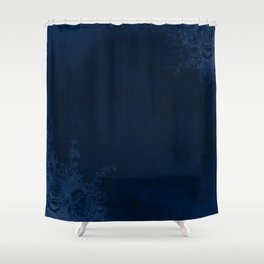 Deep Blue Velvet Texture Rose Flowers Shower Curtain