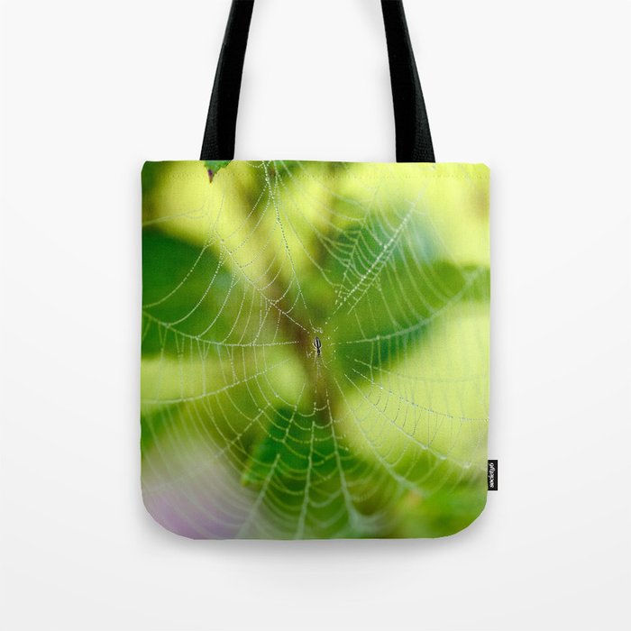 Beautiful Cobweb Natural Green Background #decor #society6 #buyart Tote Bag