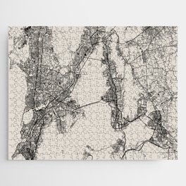 India, Mumbai Map Art Print - Authentic Cartography Jigsaw Puzzle
