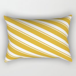 [ Thumbnail: Goldenrod and White Colored Stripes Pattern Rectangular Pillow ]