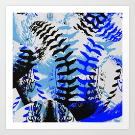 Baseball Abstract Blues Art Print