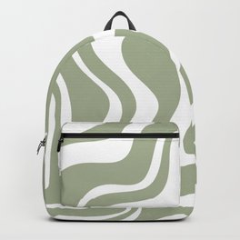 Liquid Swirl Abstract Pattern in Sage Green and White Backpack | Contemporary, Pattern, Retro, Modern, Digital, Art, Abstract, Green, Trippy, Painting 