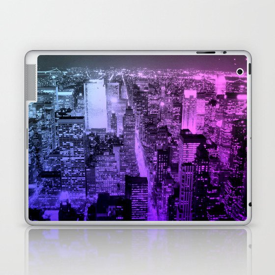 New York Pink Purple Blue Skyline Laptop & iPad Skin