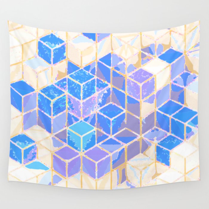 Pastel Cube Wall Tapestry