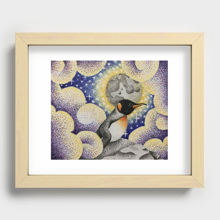Penguin in Clouds Recessed Framed Print