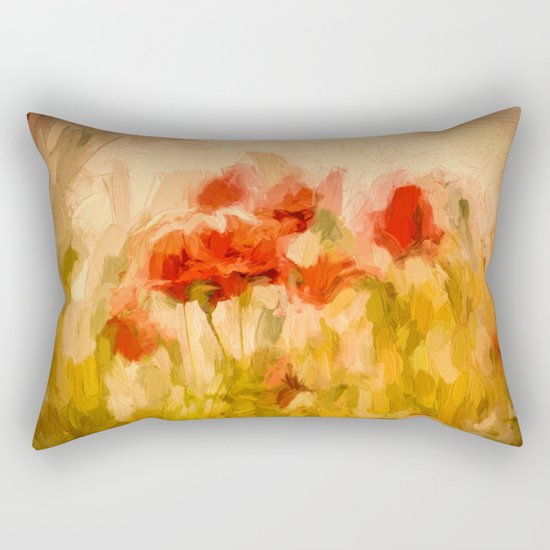 Fiery poppies in a golden cornfield Rectangular Pillow