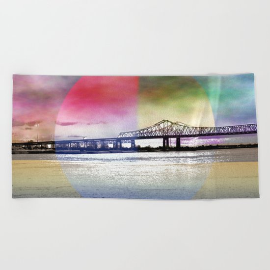 Crescent City Connection Bridge Beach Towel