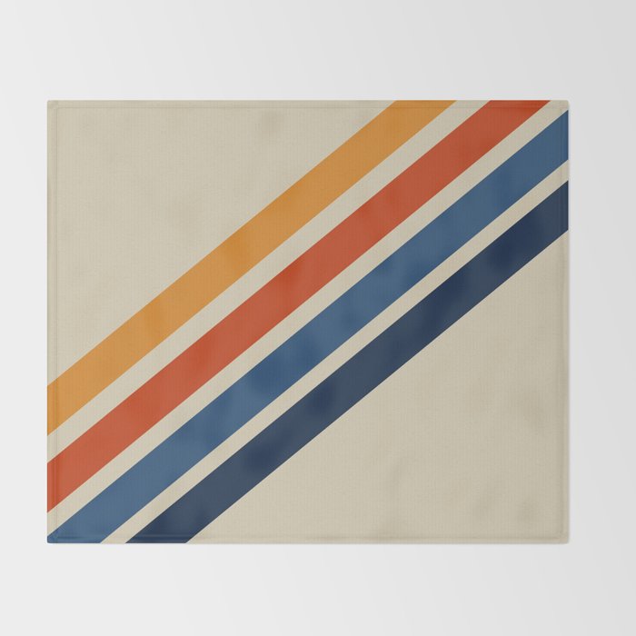 Rainbow 70s 60s Stripe Colorful Rainbow Tan Retro Vintage Throw Blanket By Artprintsbycourtney Society6