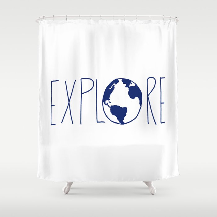 Explore the Globe x Ocean Blue Shower Curtain