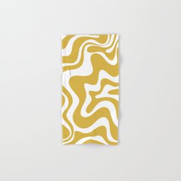 Retro Liquid Swirl Abstract Pattern in Light Mustard and White Hand & Bath Towel