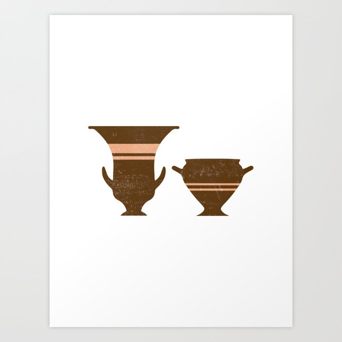 Greek Pottery 36 - Bell Krater - Terracotta Series - Modern, Contemporary, Minimal Abstract - Auburn Art Print
