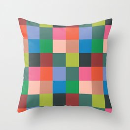 Free Spirit - High Chroma Hippie Checker Print Throw Pillow