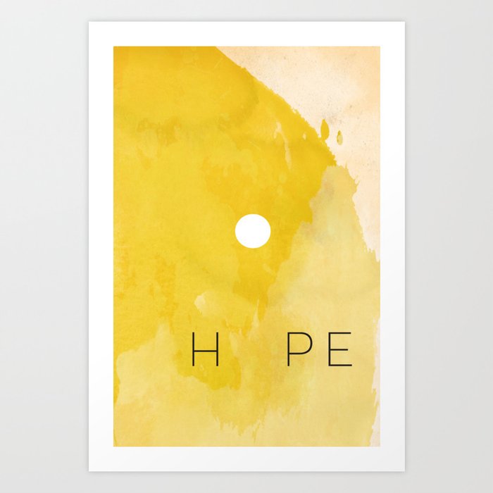 Sun Yellow Watercolor Minimalist Sunset Abstract Hope Positive Inspirational Quote Art Print
