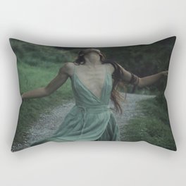 A hard rain is gonna fall; female in the wilderness looking skyward magical realism fantasy color photograph / photography Rectangular Pillow