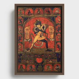 Tibetan Himalayan Bon Deity Thangka Framed Canvas