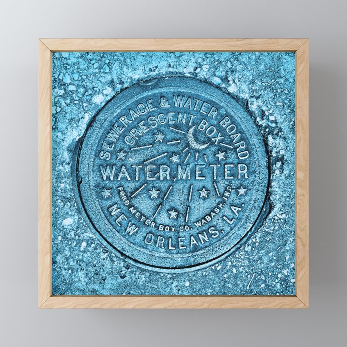 New Orleans Water Meter Louisiana Crescent City NOLA Water Board Metalwork Blue Framed Mini Art Print